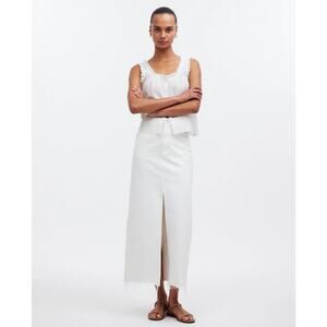 NWT Madewell The Rilee Denim Midi Skirt In Tile White Size 33